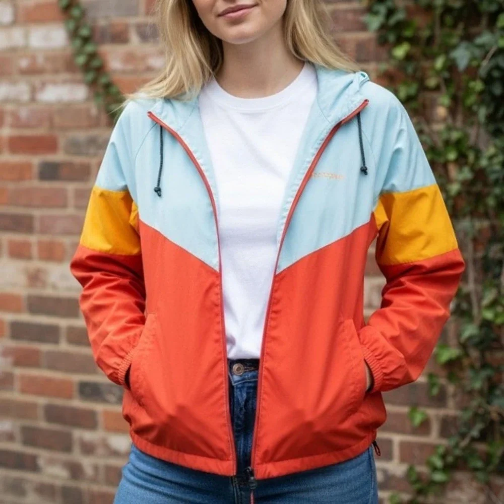 Cotopaxi Palmas Windshell Active Jacket Full Zip Blue Red Orange Womens Sm NWOT